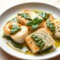 Scampi en roodbaars met pestosaus
