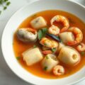 Schaaldierensoep met gevulde kooltjes