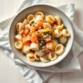 Schelpjes met zalm en kappertjes