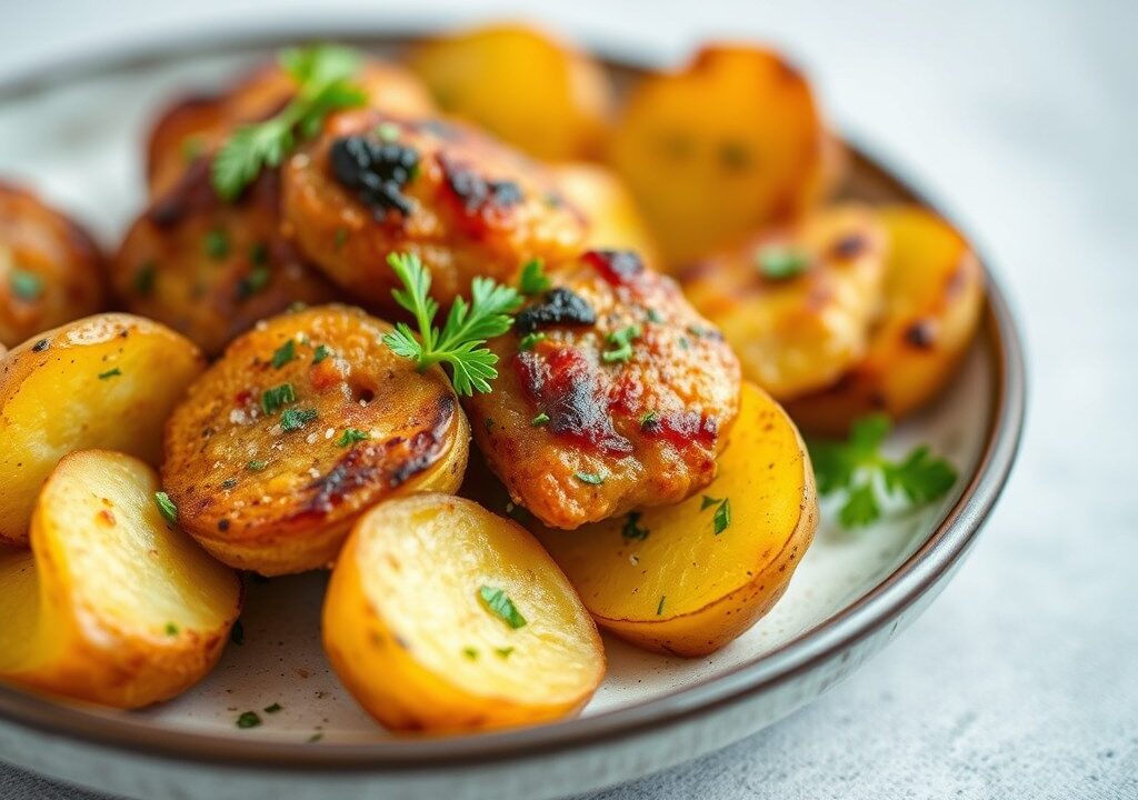 Schijvers: in vetspek gebraden aardappelschijfjes, AI-gegenereerde illustratie