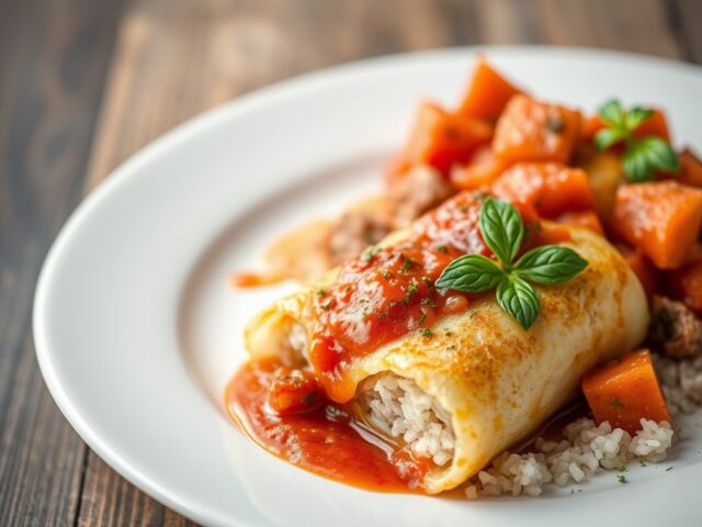 Schitzelrolletjes met tomatensaus