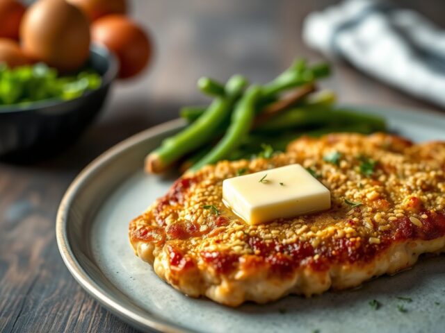 Schnitzel gepanneerd met kaasstengelkruim