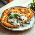 Schnitzel met paddestoelenroomsaus