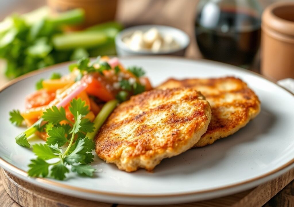 Schnitzels met mosterd, AI-gegenereerde illustratie