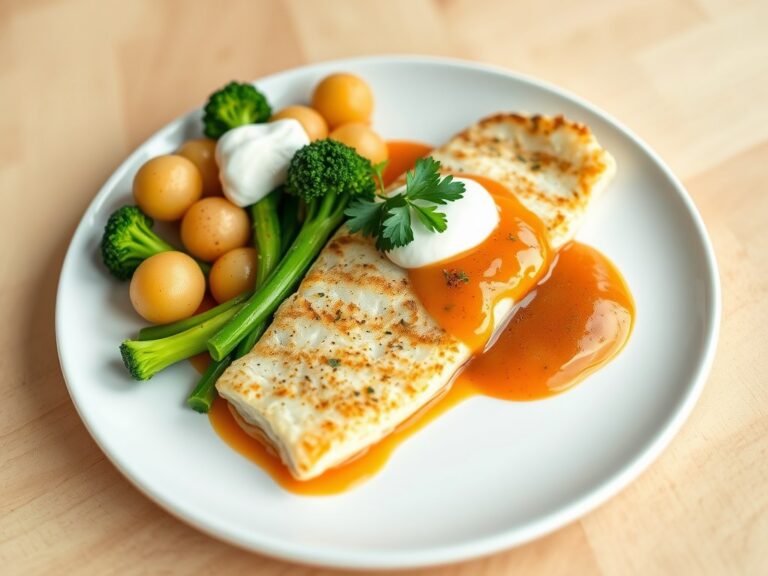 Schol filets met sinaasappel saus en broccoli