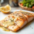 Schotse zalm met mosterdboter.