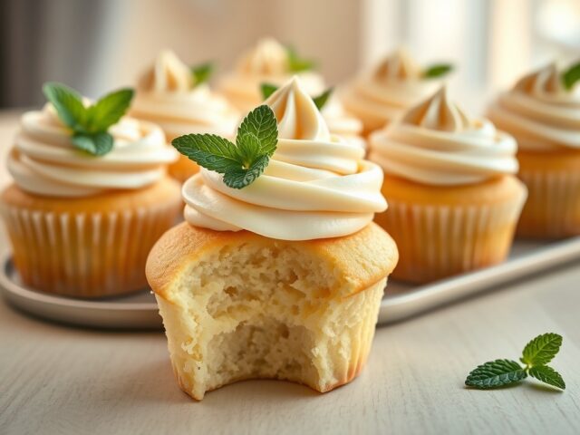 Schuimcakes met verse munt en botercreme met vanille