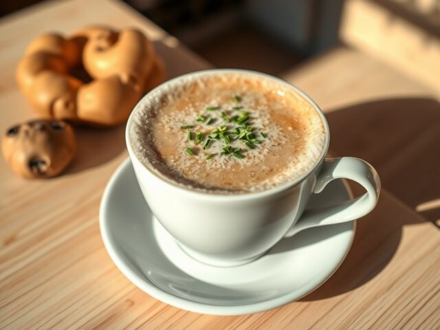 Schuimige champignon-cappuccino