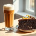 Schuimige ijskoffie met ricotta-chocoladetaart