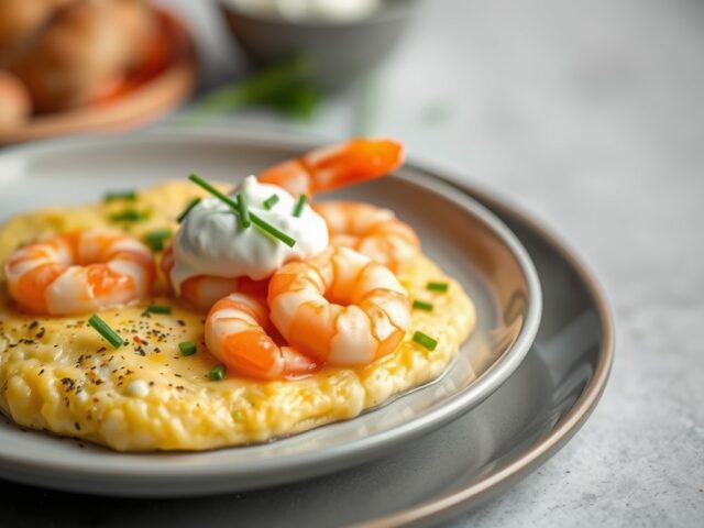 Schuimomelet met garnalen
