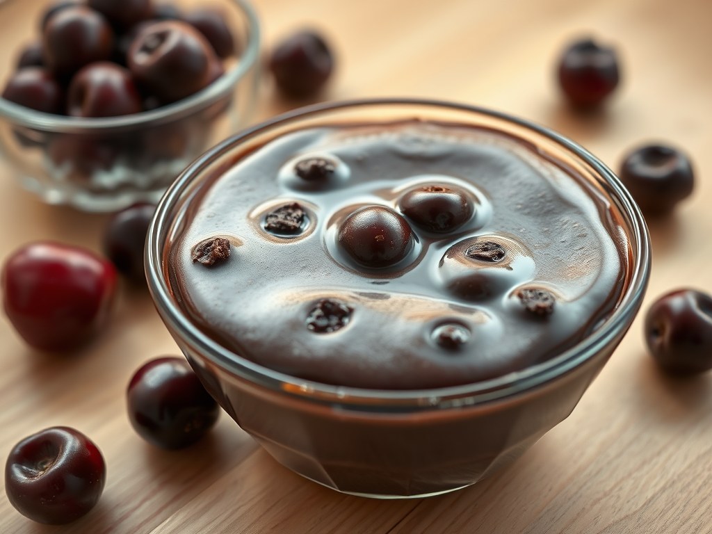 Schwarzwalder-kirschpudding, AI-gegenereerde illustratie