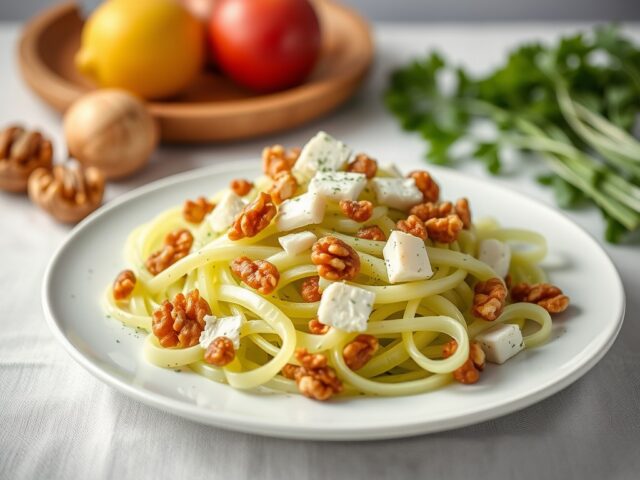 Selderijsalade met kaas en walnoten