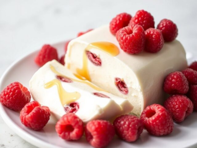 Semifreddo van yoghurt met frambozen