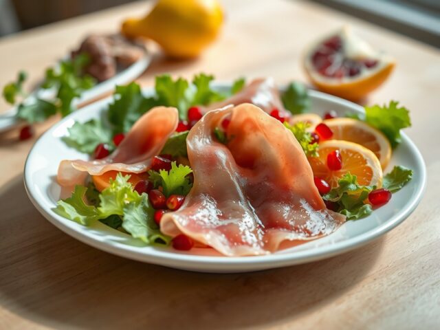 Serranoham met granaatappelsalade