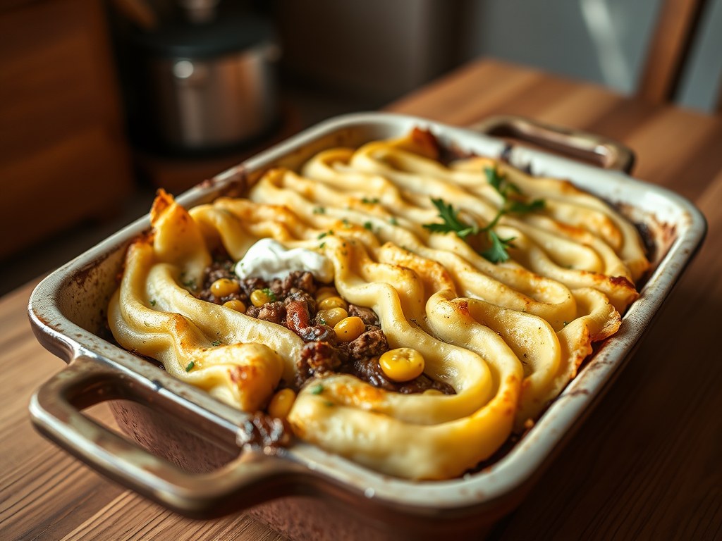 shepperds pie, AI-gegenereerde illustratie