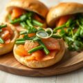 Shoarmabroodjes met haricotsverts en zalm