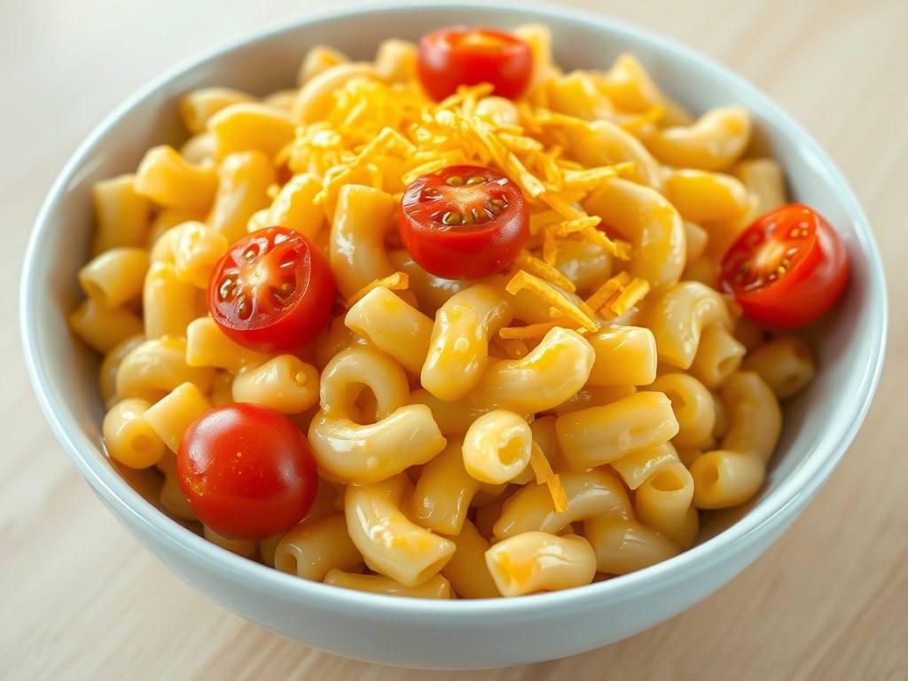 Simpele macaroni met kaas, AI-gegenereerde illustratie