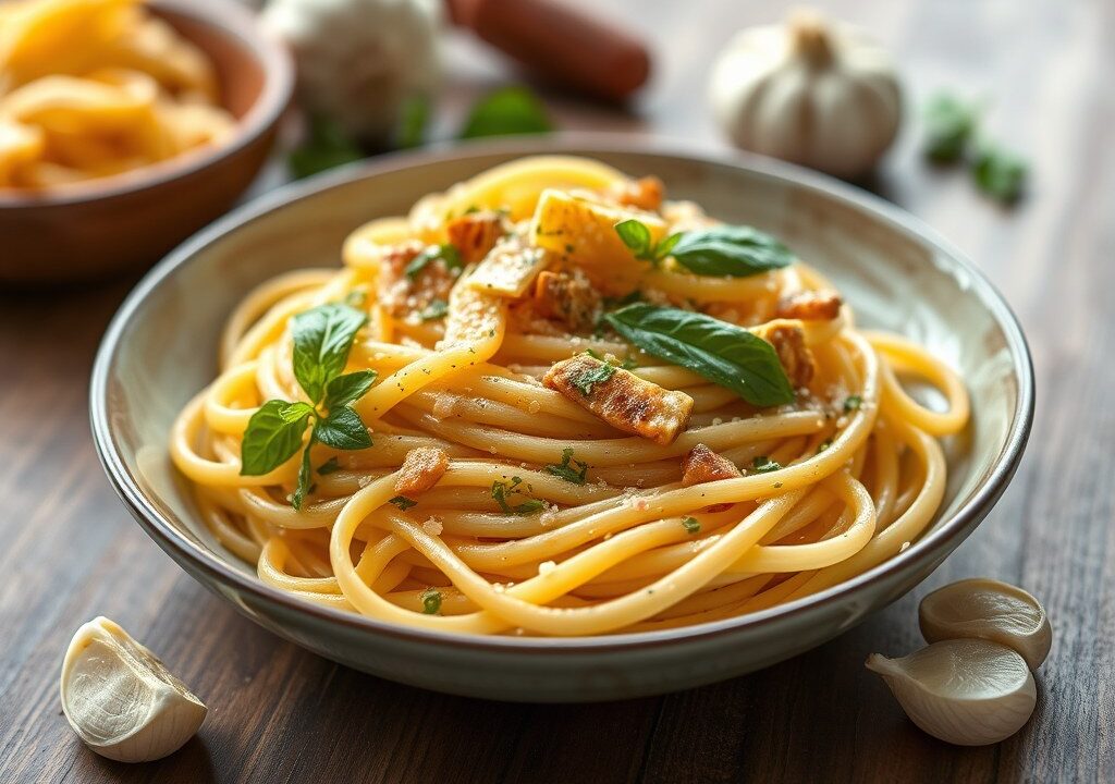 Simpele snelle pasta, AI-gegenereerde illustratie