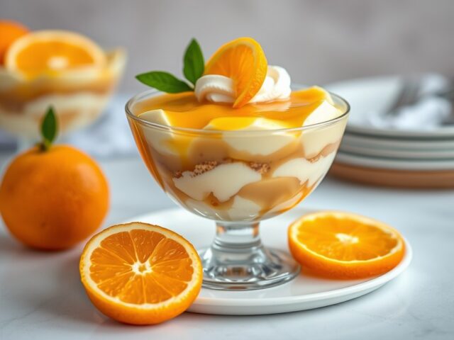 Sinaasappel-carameltrifle