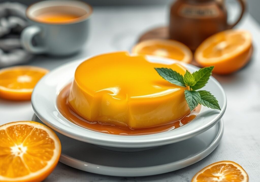 Sinaasappel Koffieflan, AI-gegenereerde illustratie