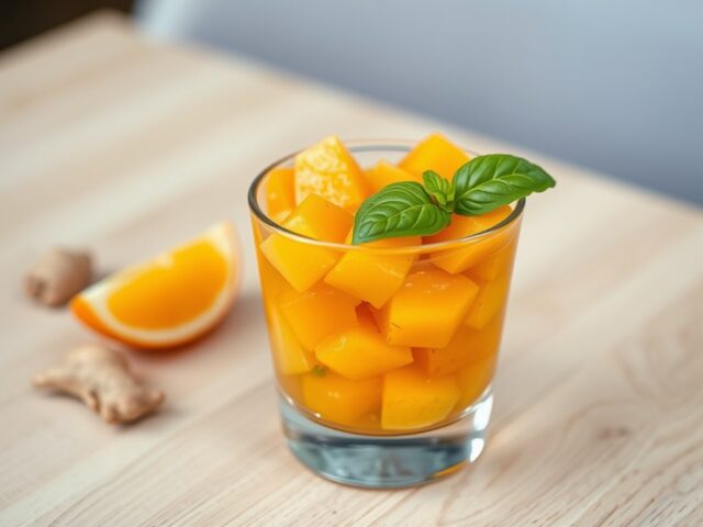 Sinaasappel, mango en gember