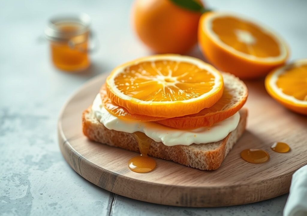 Sinaasappel-mascarpone sandwich, AI-gegenereerde illustratie