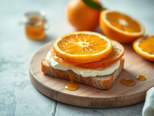 Sinaasappel-mascarpone sandwich — AI-gegenereerde illustratie