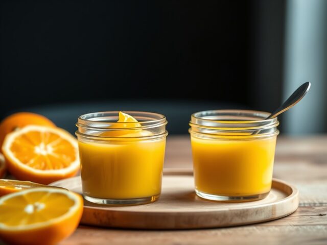 Sinaasappelcitroen-curd — AI-gegenereerde illustratie