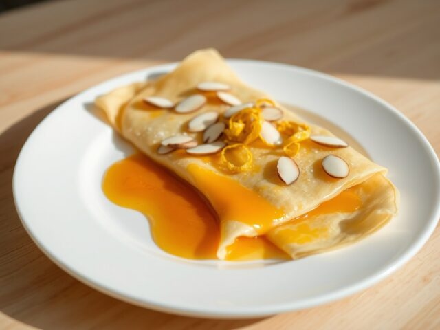 Sinaasappelcrepes met amandelkrullen ( zie opm)