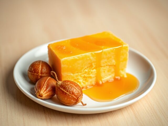 Sinaasappelparfait met gebakken physalissen