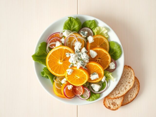 Sinaasappelsalade met blauwe kaas