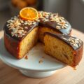 Sinaasappeltaart met chocoladeglazuur