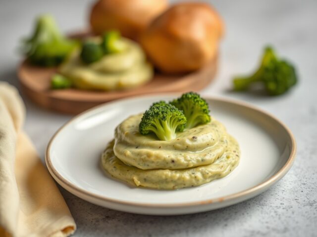 Sint-jakobsnoten met broccolimousse — AI-gegenereerde illustratie