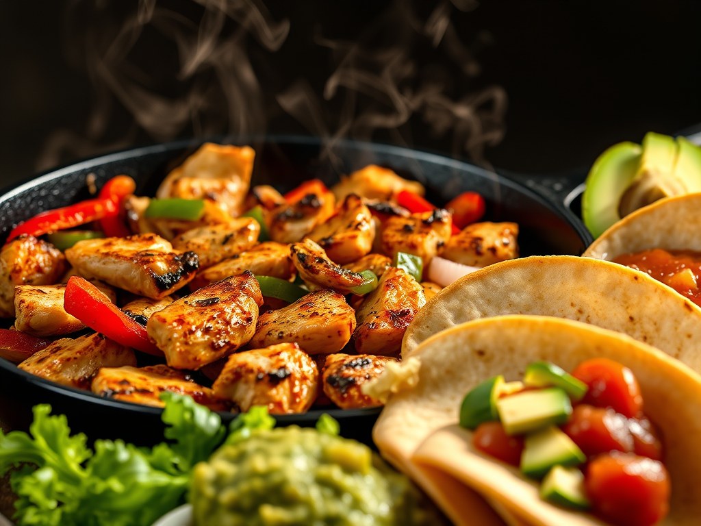 sizzling fajita, AI-gegenereerde illustratie