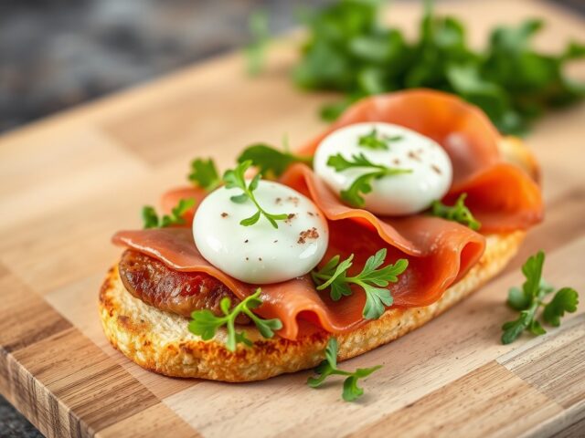 Slaatje van zeeduivel met prosciutto — AI-gegenereerde illustratie