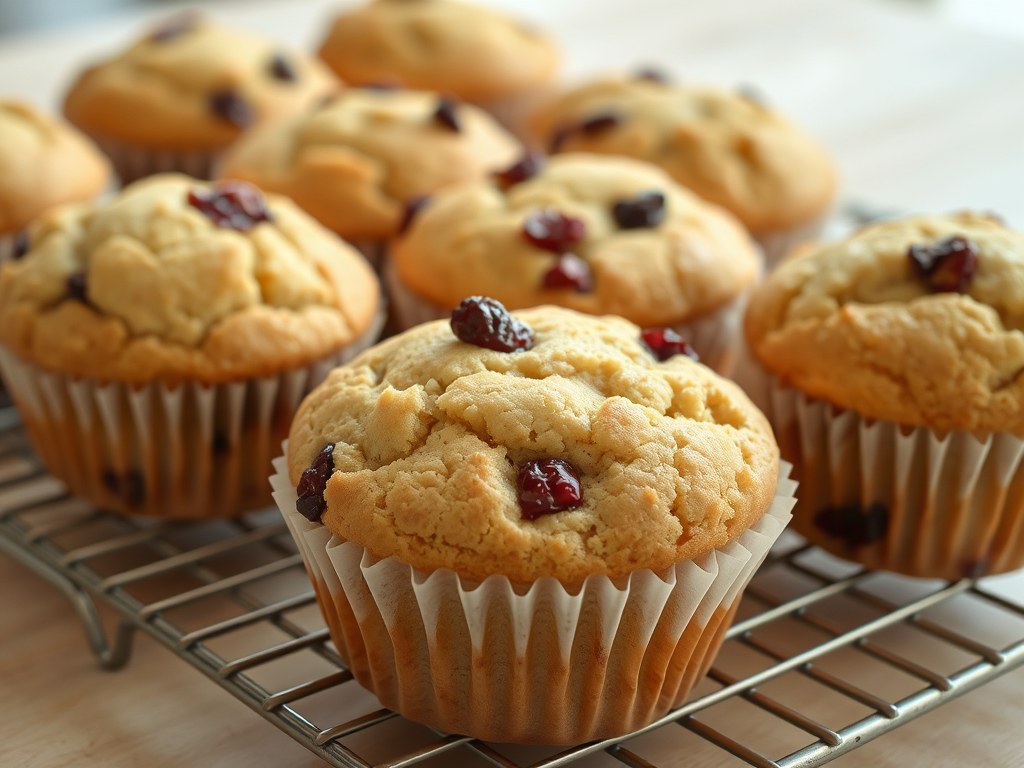 Slanke cranberry- huttenkase-muffins, AI-gegenereerde illustratie