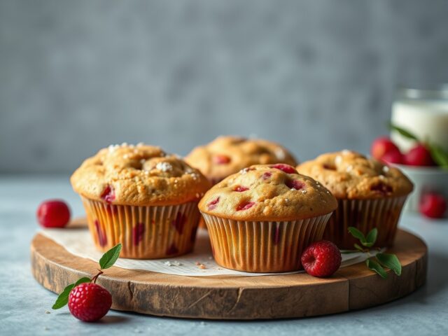 Slanke cranberry- huttenkase-muffins — AI-gegenereerde illustratie