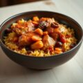 Slow Cooker : kip met abrikozenrijst op Marokkaanse wijze