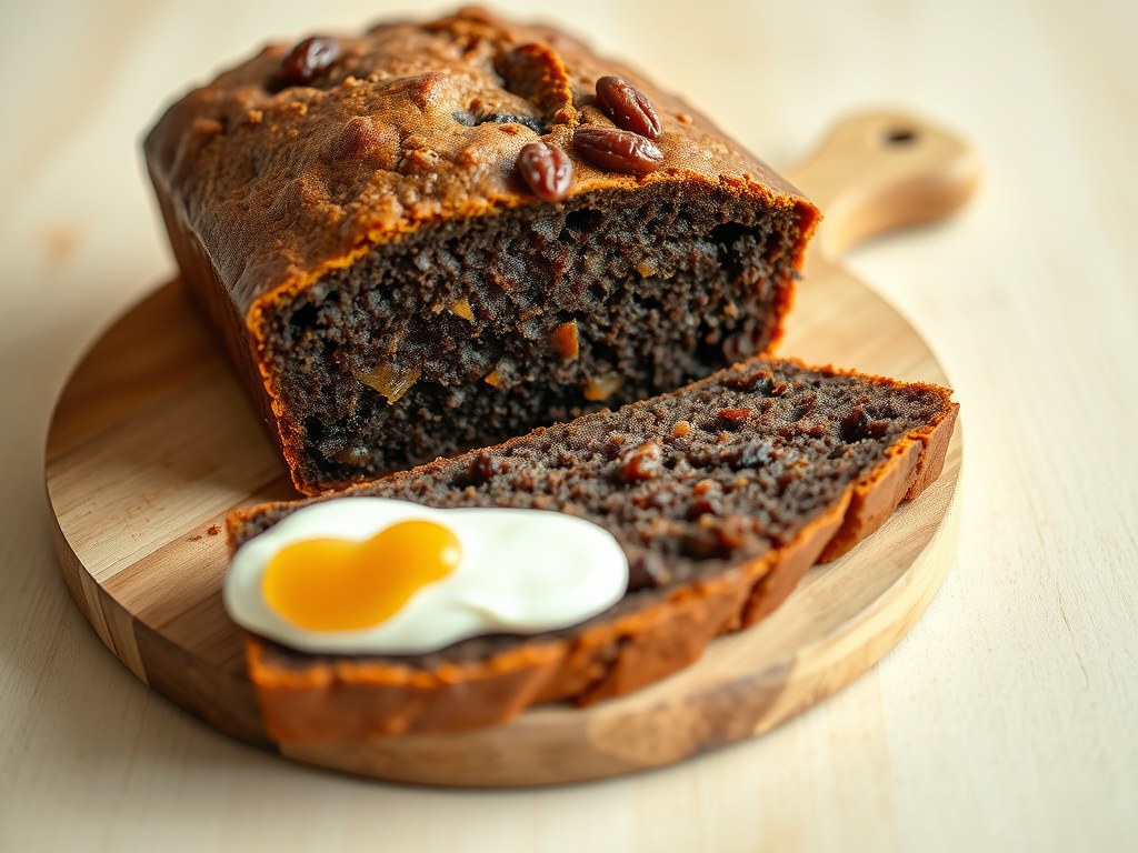 Smeuïge Dadelcake met crème fraîche, AI-gegenereerde illustratie