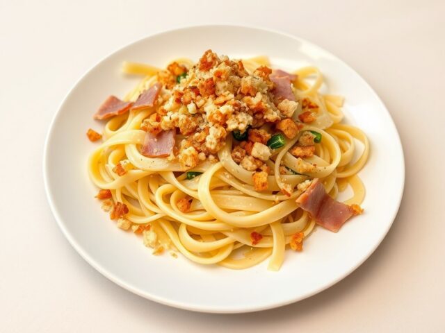 Smokkelpappardelle met prei en pangrattato