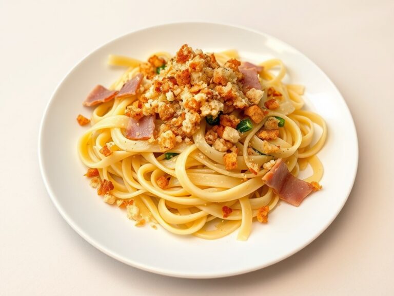 Smokkelpappardelle met prei en pangrattato