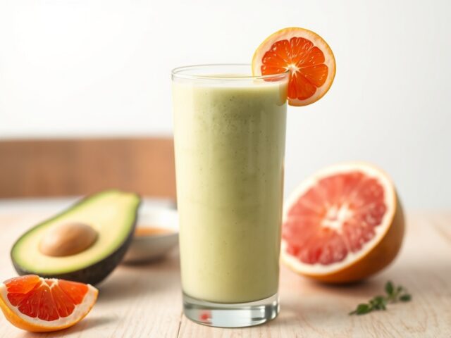 Smoothie met avocado en pompelmoes