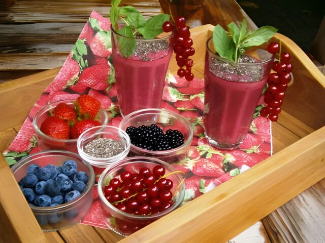 Smoothie met bosvruchten en Chia zaad
