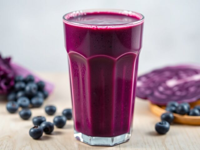 Smoothie met rode kool en bosbessen