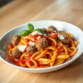 Snelle pasta met gehaktballetjes