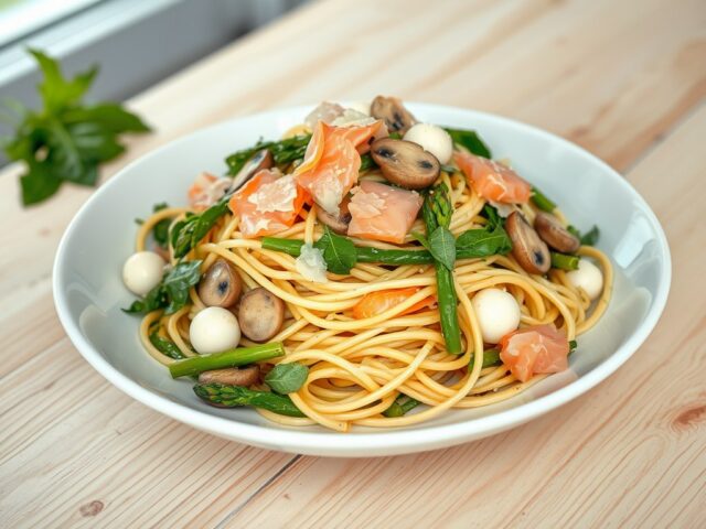 Snelle pasta met zalm