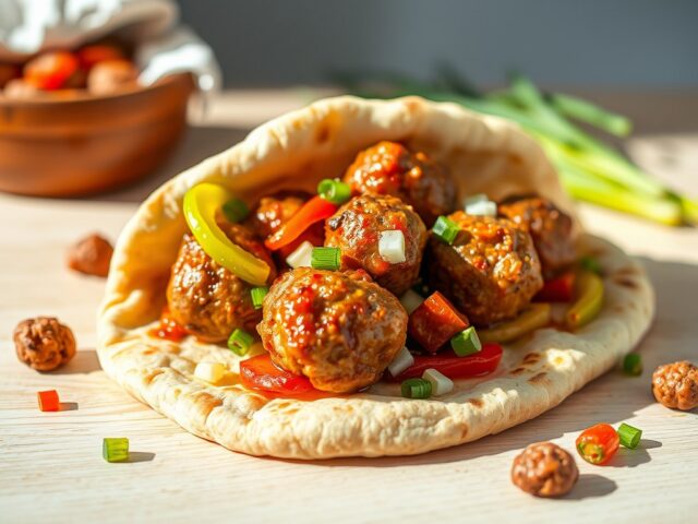 Snelle pita met gekruid gehakt