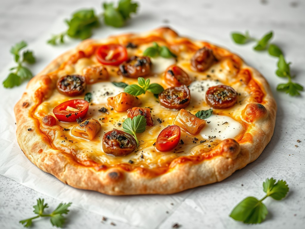 Snelle pizza, AI-gegenereerde illustratie