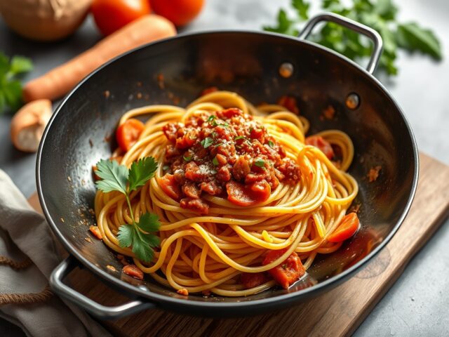 Snelle spaghetti bolognaise — AI-gegenereerde illustratie