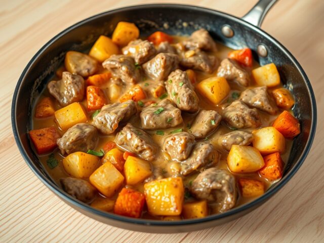 Snelle Stroganoff-schotel met aardappel